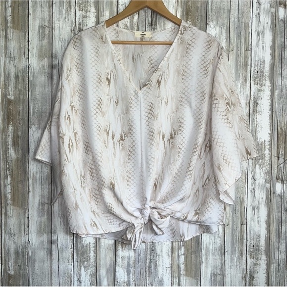 entro Tops - Entro Cream Oversized Snake Print Blouse